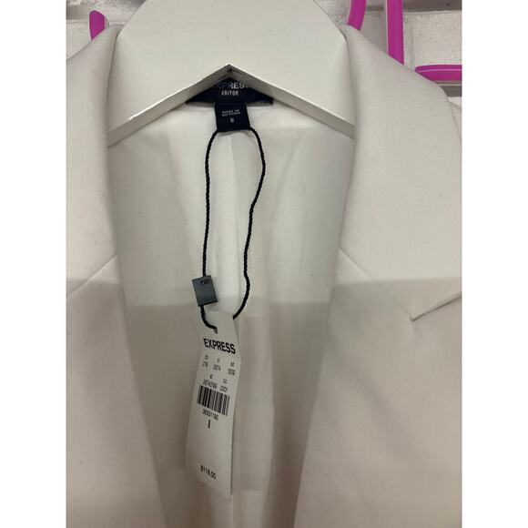 NWT Sz 8 Express Contour One Button Boyfriend Solid White Blazer Jacket Notch - Picture 5 of 7